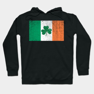 Distressed Ireland Flag Cute Irish Shamrock Saint Patricks Day Hoodie